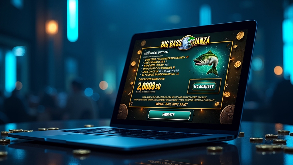 A deal page showing demo mode, bonus buy and no-deposit badges for Big Bass Bonanza